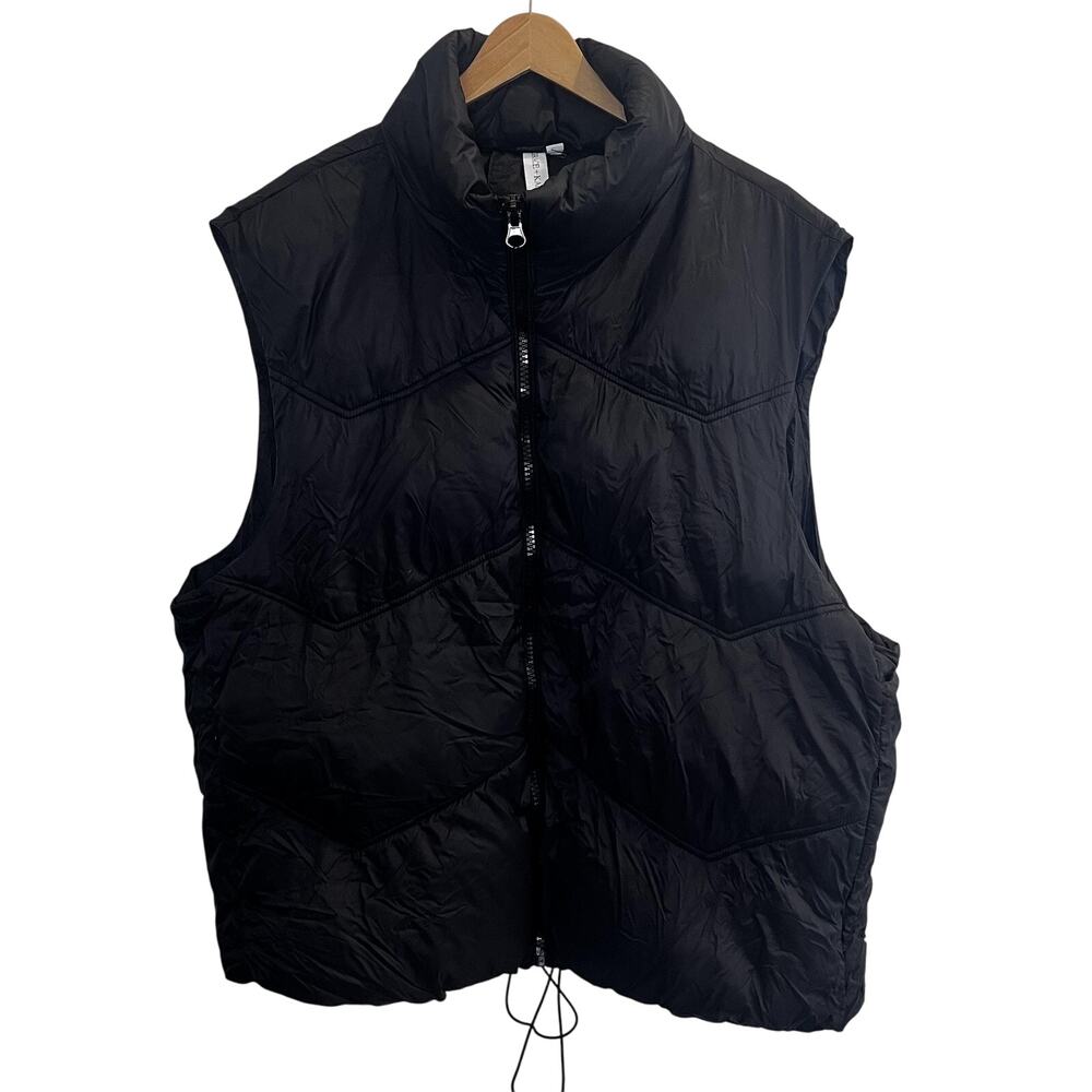 Grace + Karma Womens 2X Black Puffer Vest Quilted Zip Up Drawstring Outdoor